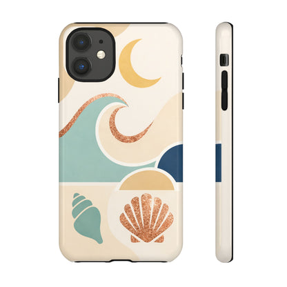 Sea Breeze Tough Phone Case — Retro Waves & Shells Design