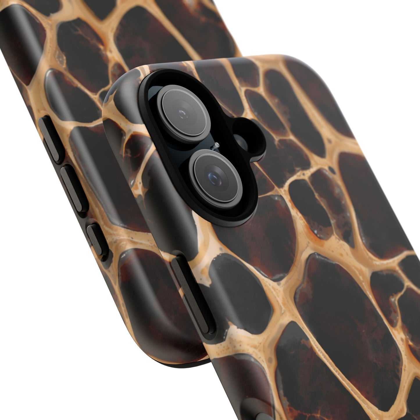 Phone Case — Brown Leather Dot Texture Rugged Protective Cover