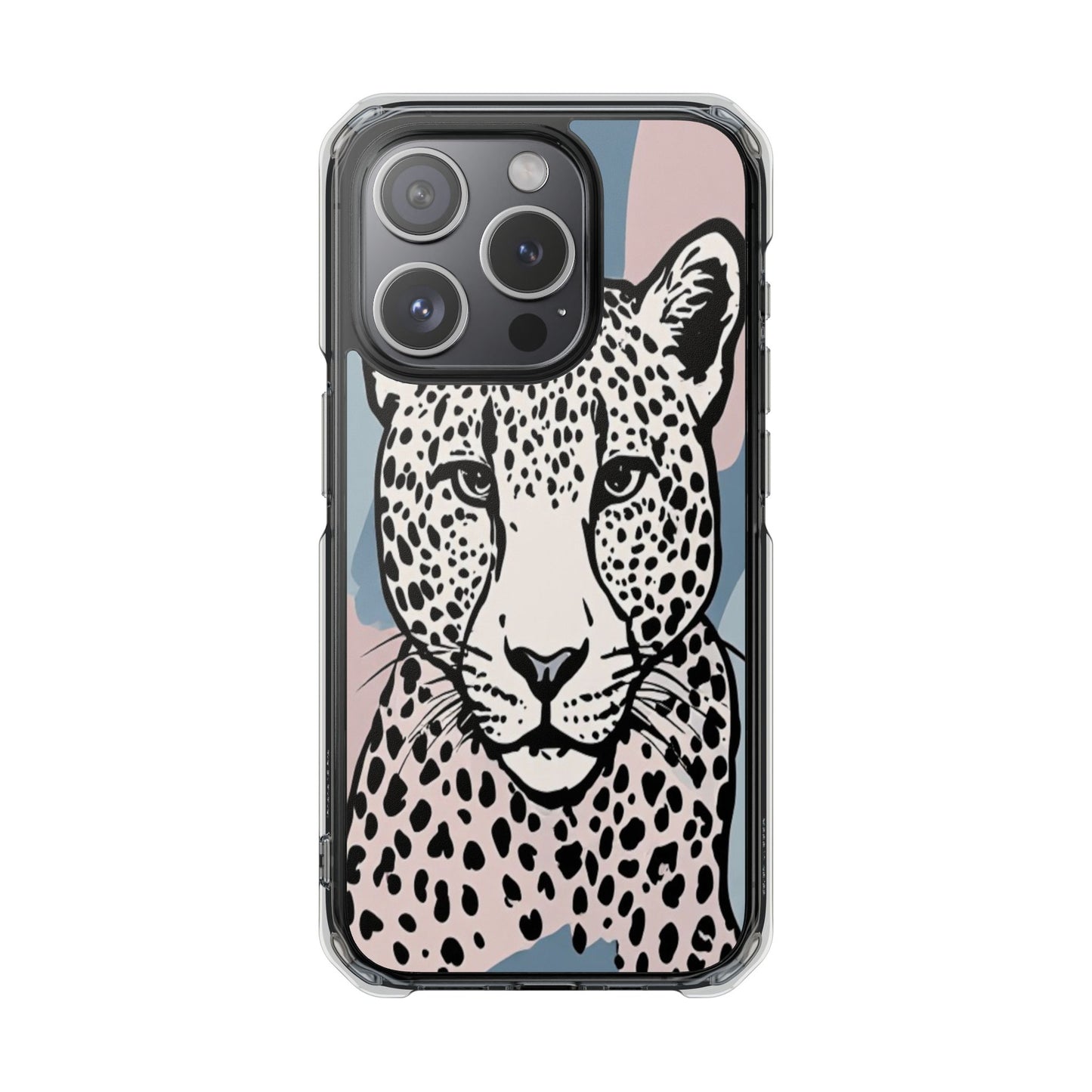 Clear Magnetic Phone Case — Leopard Art Protective Impact Cover
