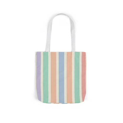 Pastel Stripe Canvas Tote Bag – Colorful Vertical Stripes, Eco-Friendly Beach & Market Bag