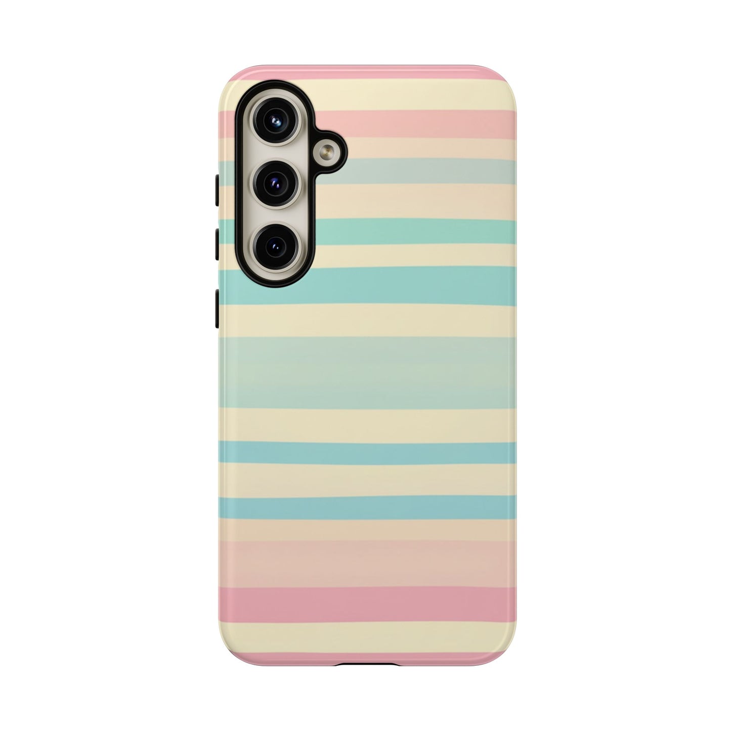 Pastel Striped Tough Phone Case – Protective Retro Rainbow Design