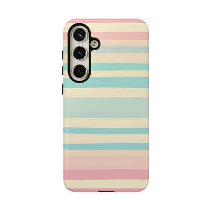 Pastel Striped Tough Phone Case – Protective Retro Rainbow Design