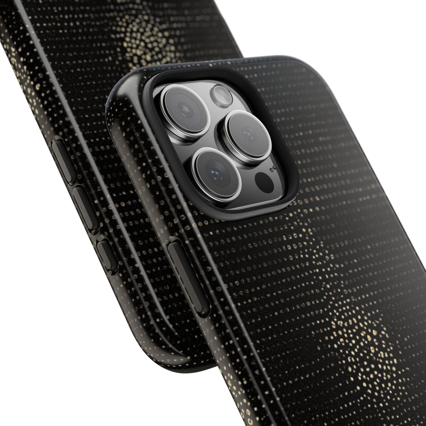 Tough Phone Case — Black Textured Metallic Dot Shield