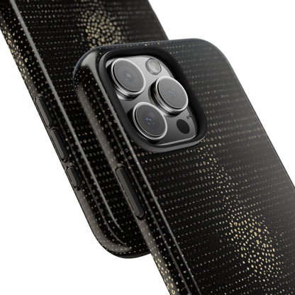 Tough Phone Case — Black Textured Metallic Dot Shield
