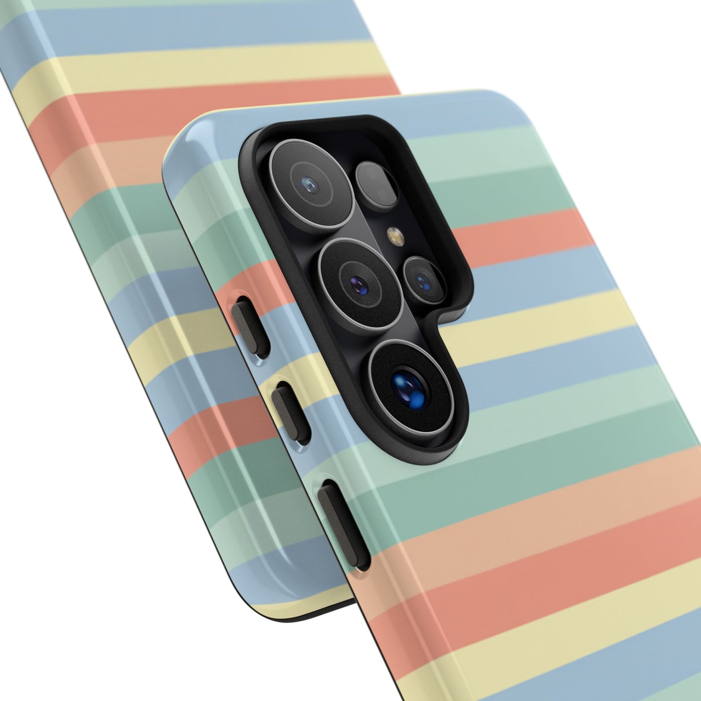 Pastel Striped Phone Case — Retro Horizontal Multi-Color Tough Case