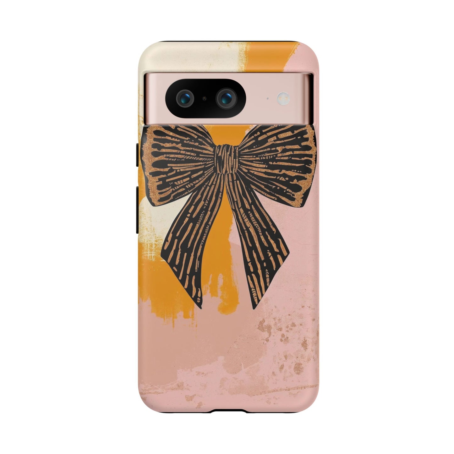 Bow Brushstroke Tough Phone Case — Pink & Mustard