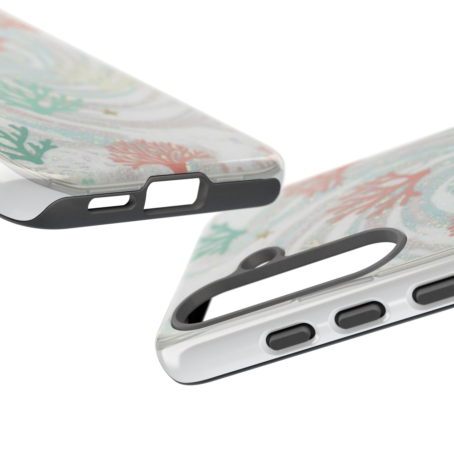 Seafoam Coral Tough Phone Case - Pastel Ocean Wave Design