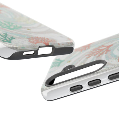 Seafoam Coral Tough Phone Case - Pastel Ocean Wave Design