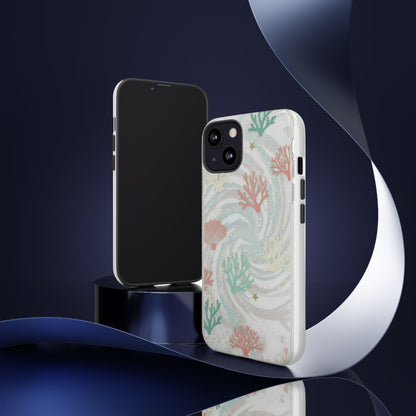 Seafoam Coral Tough Phone Case - Pastel Ocean Wave Design