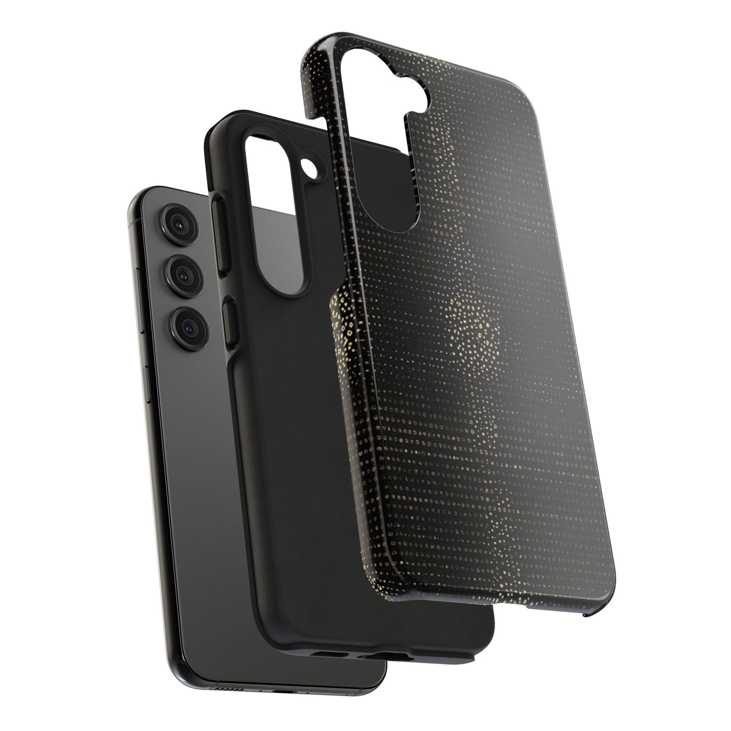 Tough Phone Case — Black Textured Metallic Dot Shield