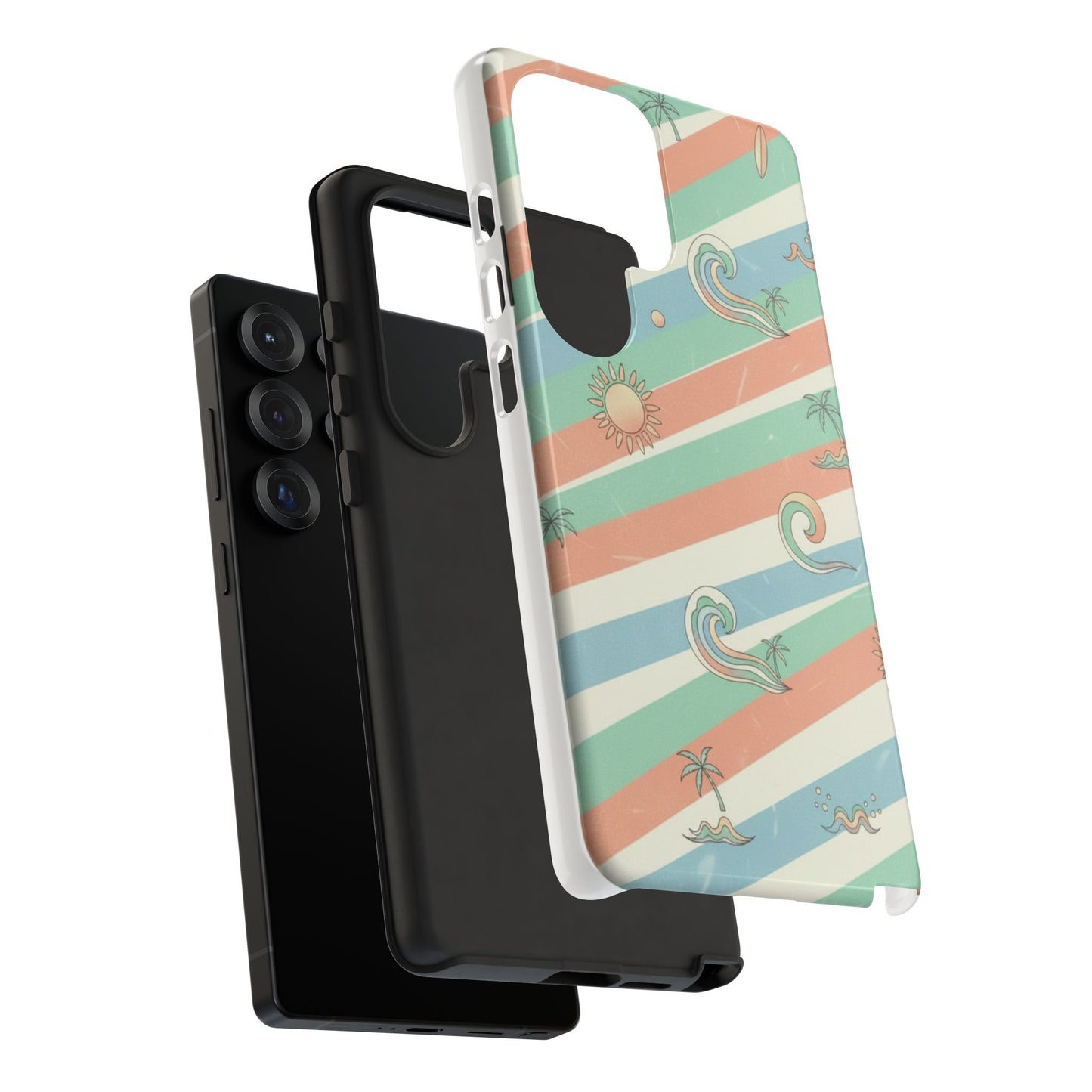 Surf Stripe Tough Phone Case — Retro Beach Waves Pattern