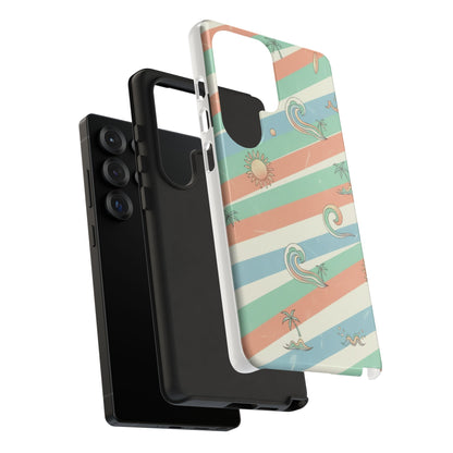Surf Stripe Tough Phone Case — Retro Beach Waves Pattern