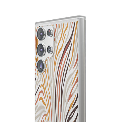 Marbled Neutral Stripe Phone Case — Abstract Beige & Terracotta Flexi Case