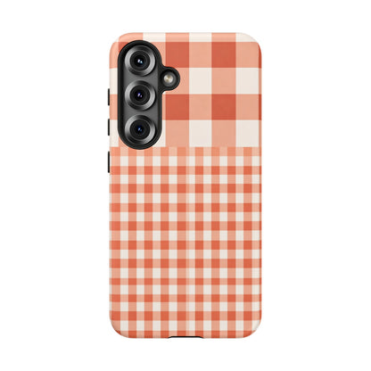 Buffalo Check Tough Phone Case — Orange Gingham Protective Cover