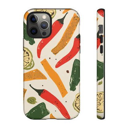 Spicy Peppers Phone Case – Colorful Chili, Lime & Citrus Pattern