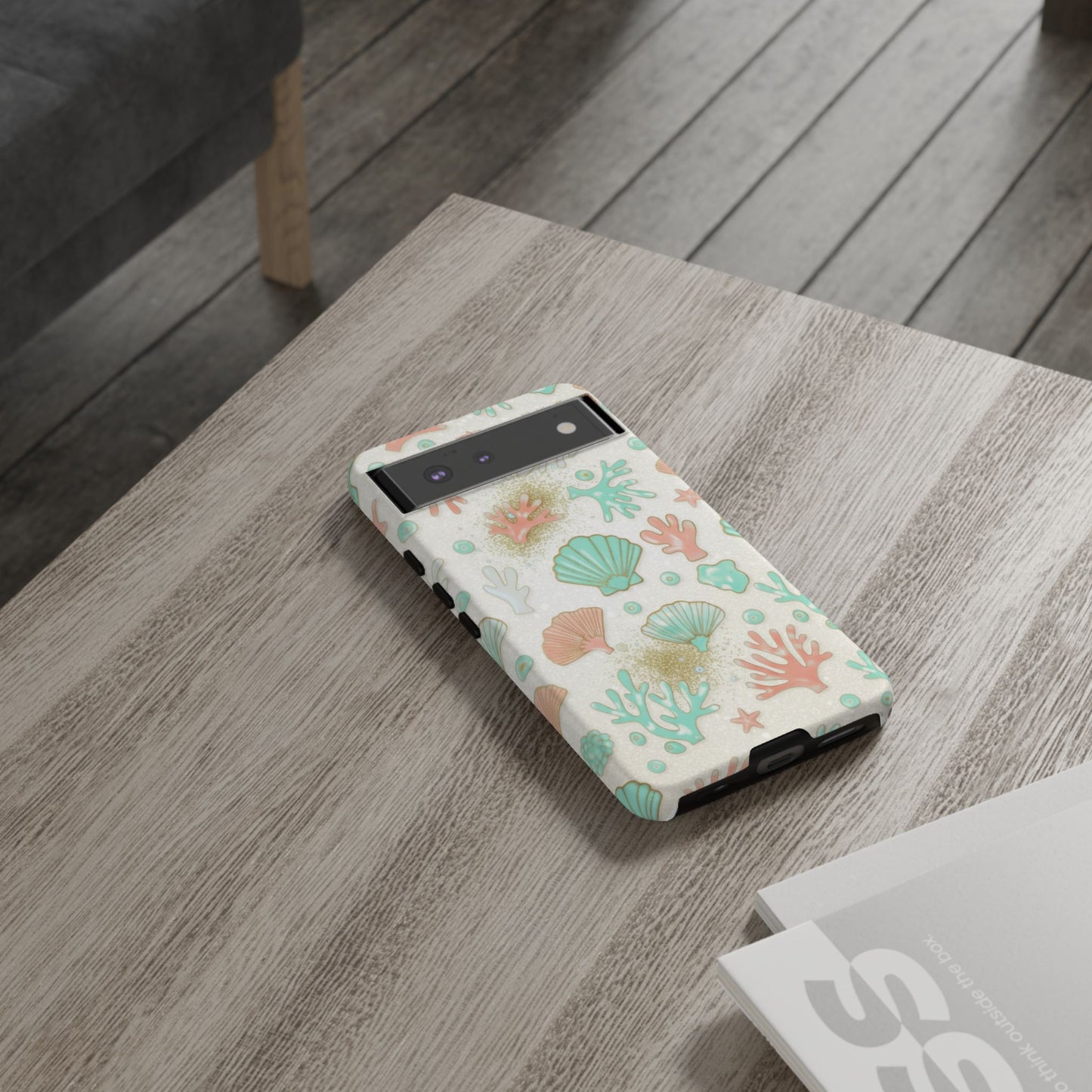 Seashell Coral Phone Case — Pastel Beach Shells Protective Tough Case