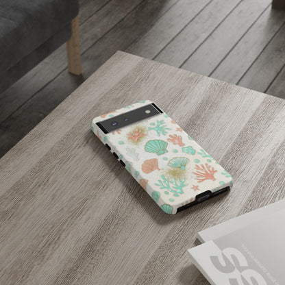 Seashell Coral Phone Case — Pastel Beach Shells Protective Tough Case