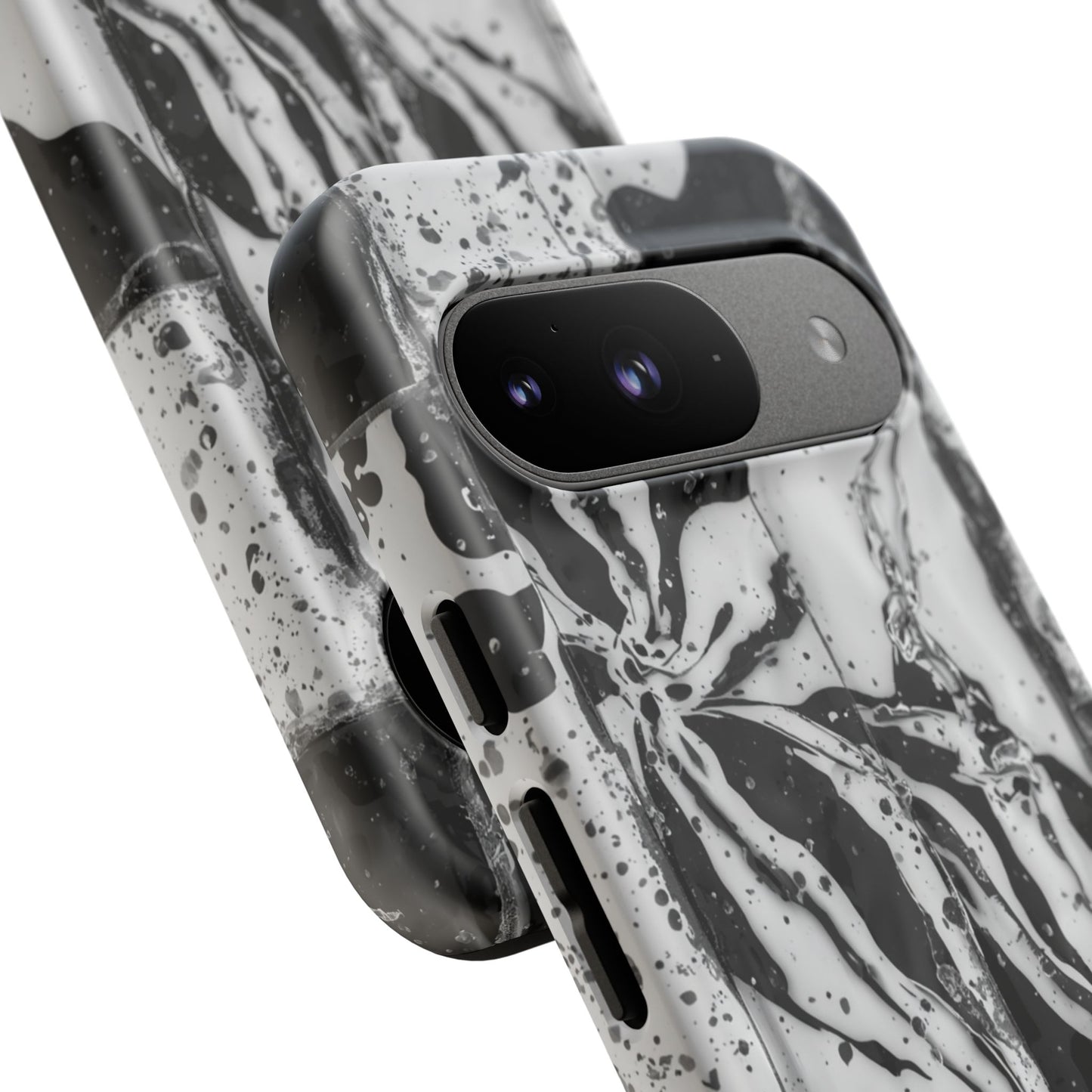 Monochrome Tile Floral Tough Phone Case