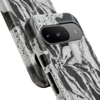 Monochrome Tile Floral Tough Phone Case