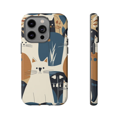 Cat Pattern Phone Case – Retro Abstract Cats Protective iPhone Cover