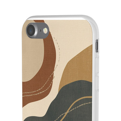 Abstract Earth Tone Phone Case — Boho Wavy Flexi Case