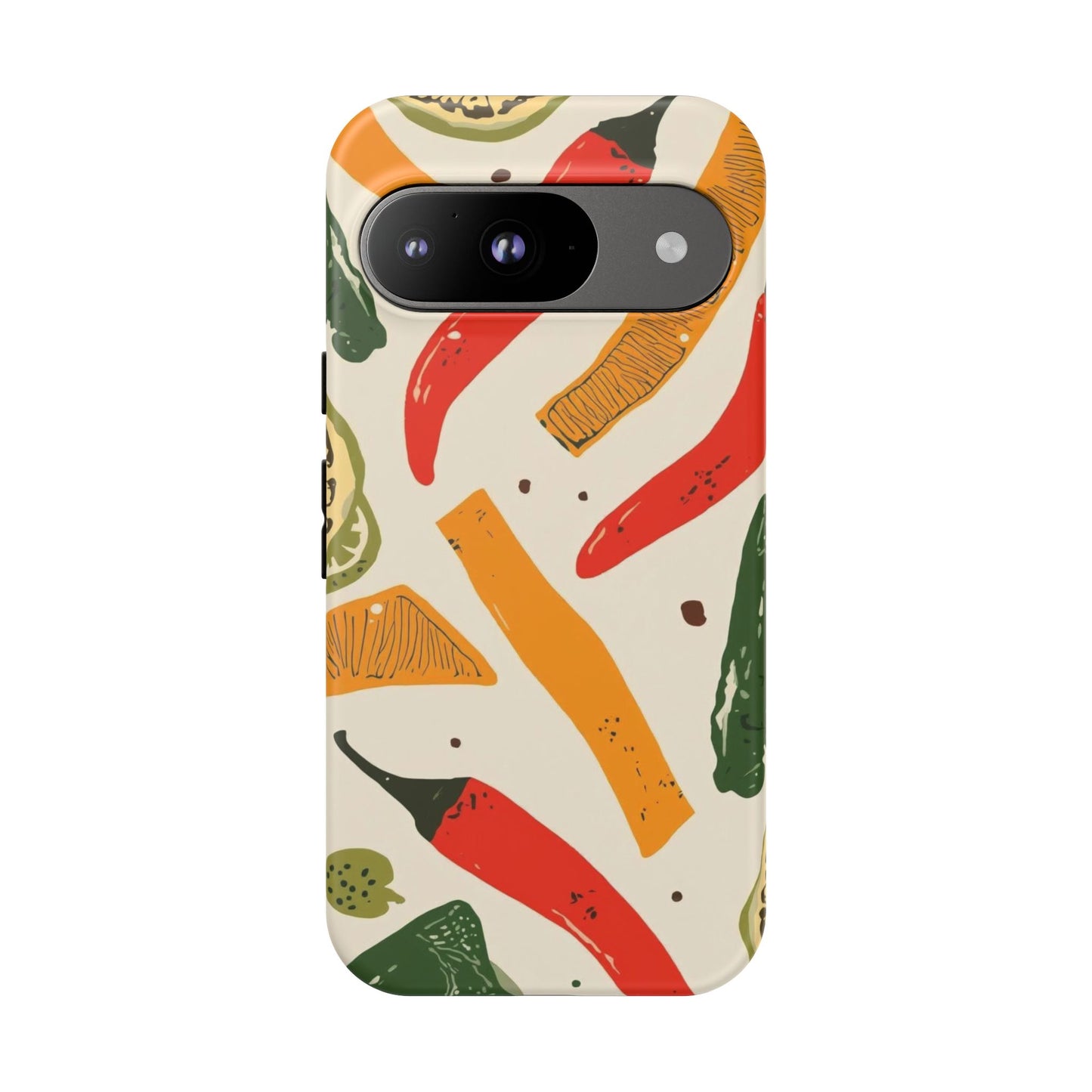 Spicy Peppers Phone Case – Colorful Chili, Lime & Citrus Pattern
