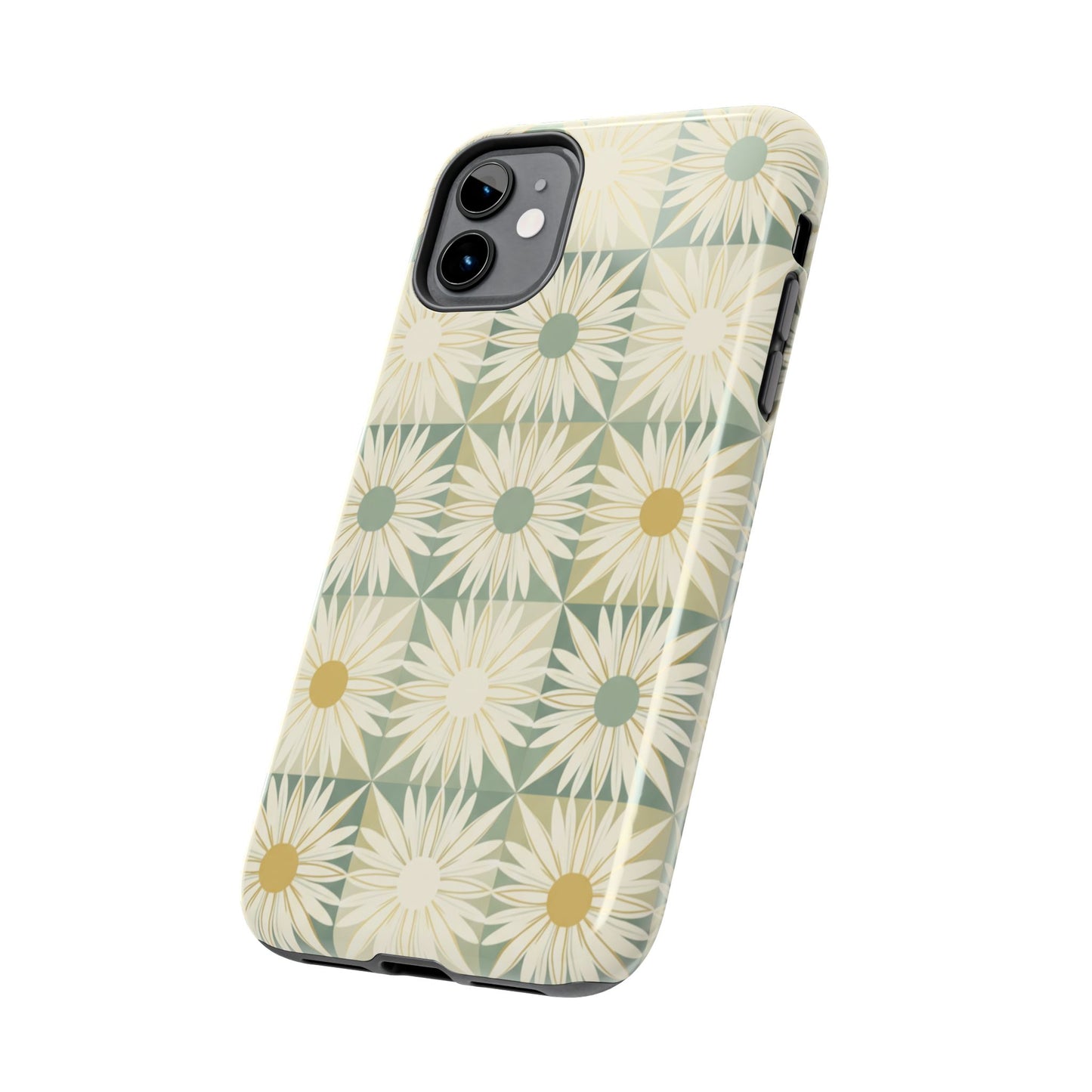 Retro Daisy Tough Phone Case — Vintage Floral Protective Cover for iPhone