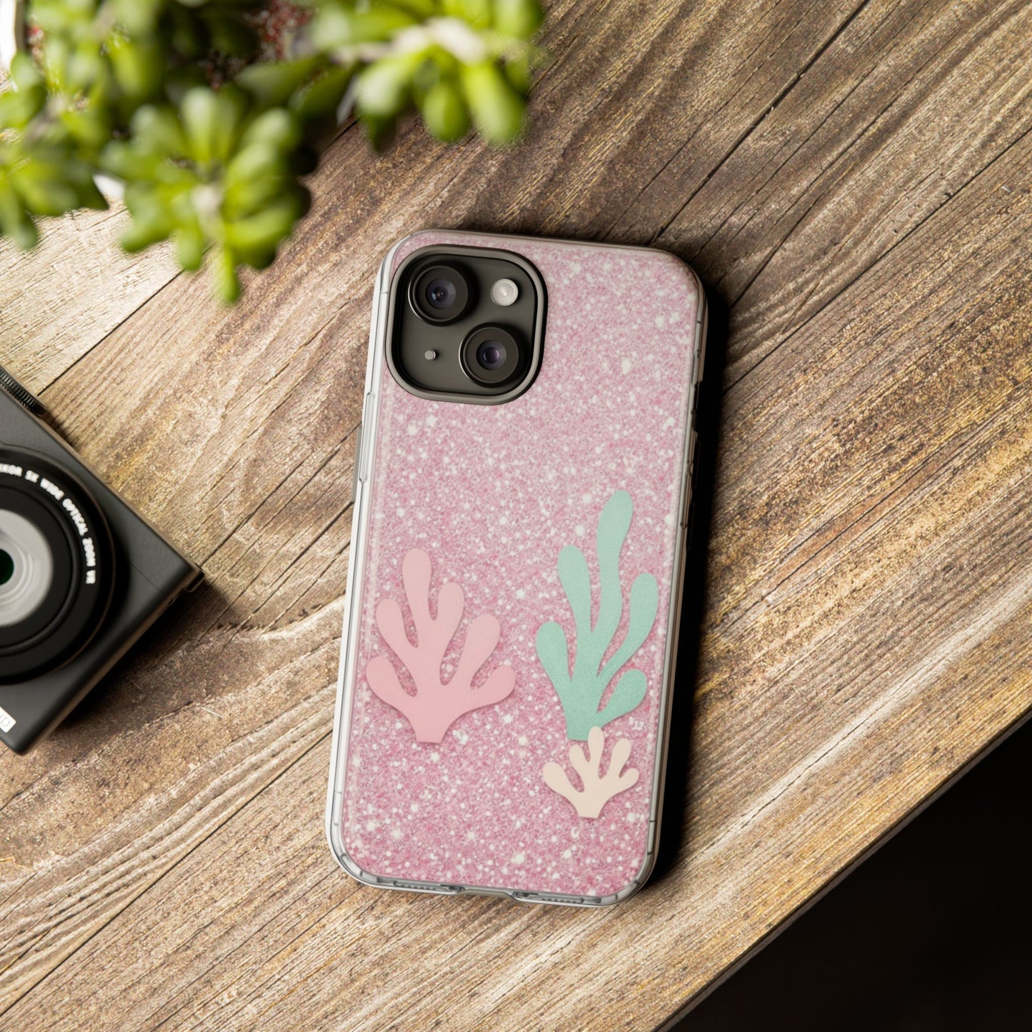 Pink Glitter Seaweed Tough Case - Sparkle Protective Phone Cover