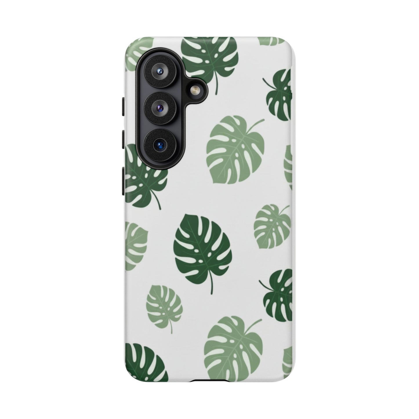 Monstera Leaf Tough Phone Case – Tropical Green Palm Pattern Protective Cover