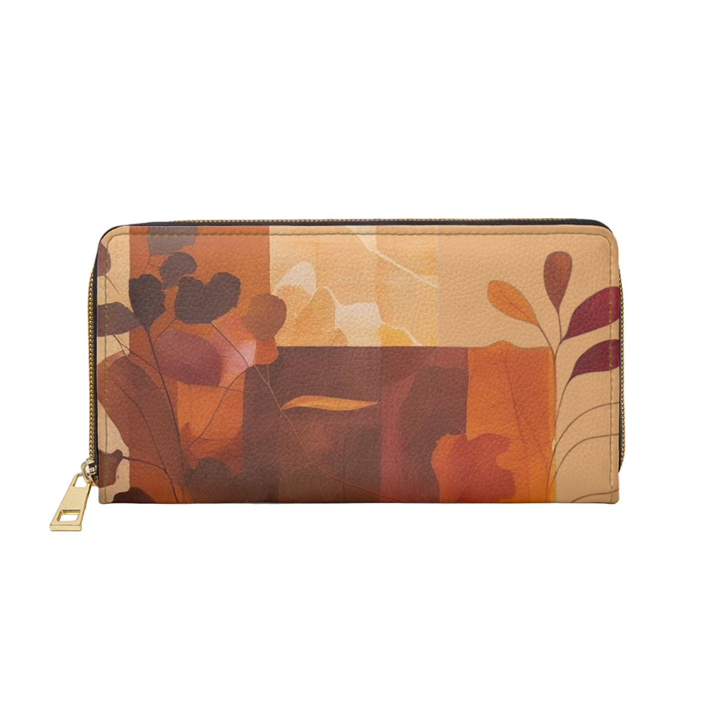 Women's Ochre Wallet - Vegan Abstract Foliage