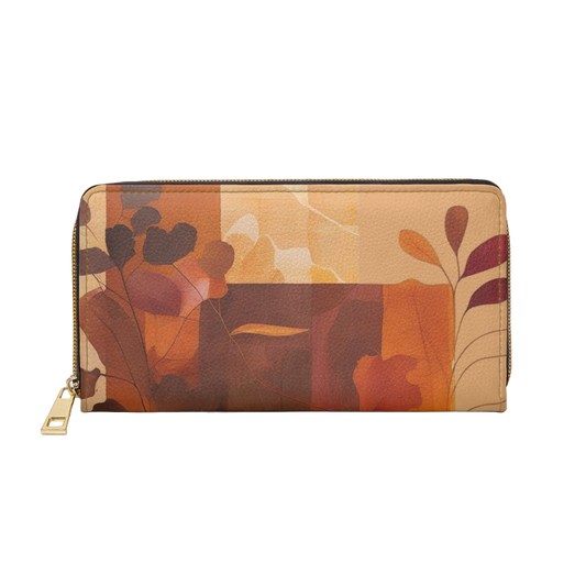 Women's Ochre Wallet - Vegan Abstract Foliage