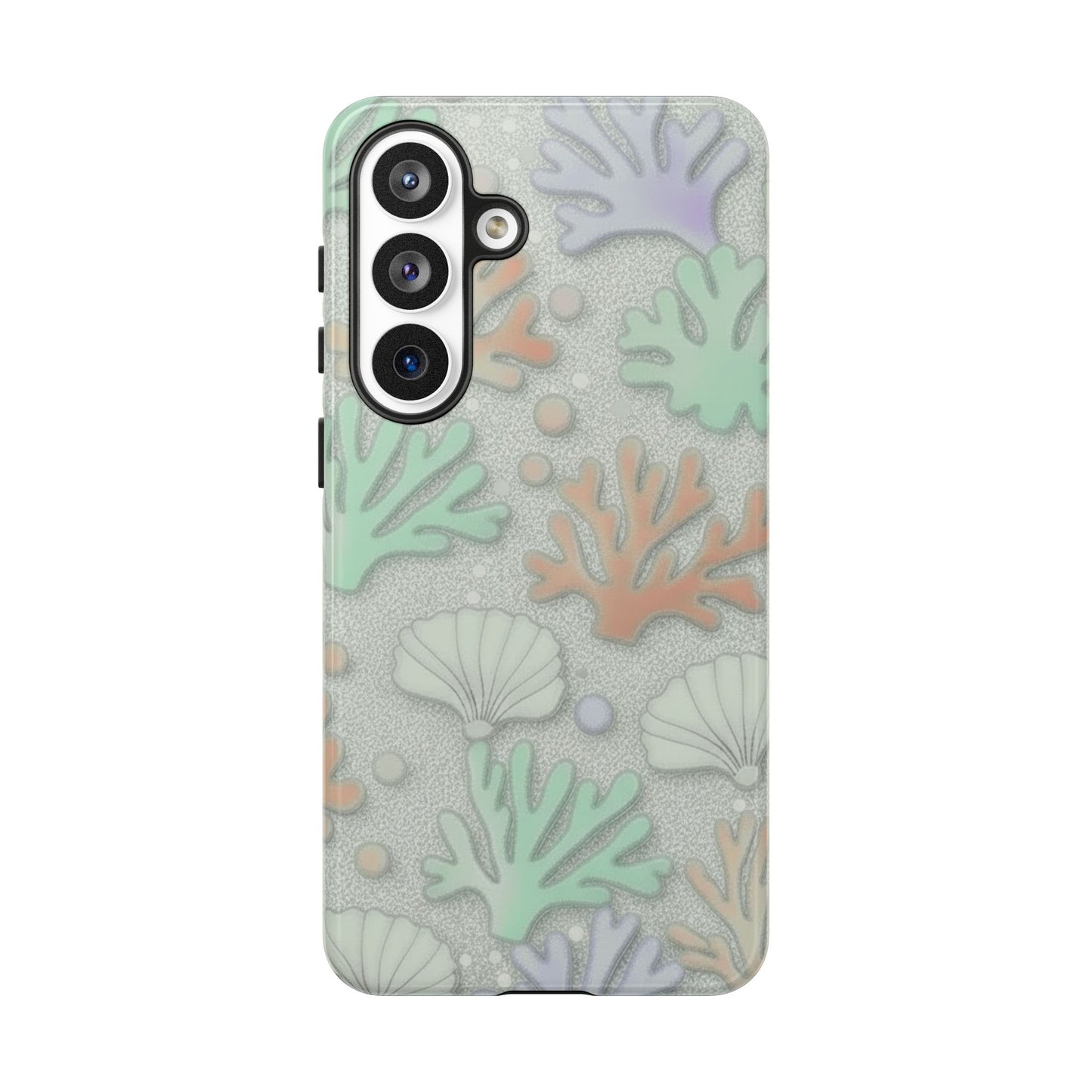 Pastel Coral Reef Tough Phone Case – Sea Shell & Coral Pattern Durable Protector