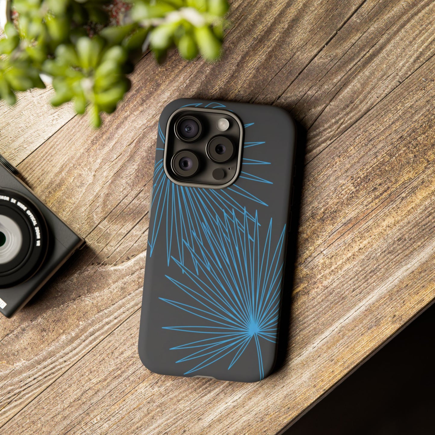 Blue Dandelion Burst Tough Phone Case — Protective Floral iPhone Cover