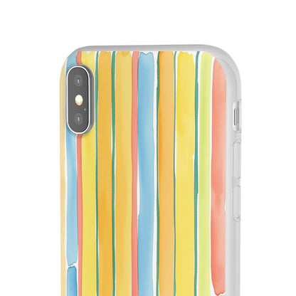 Watercolor Stripe Phone Case — Bright Pastel Vertical Stripes Protective Flexi Case