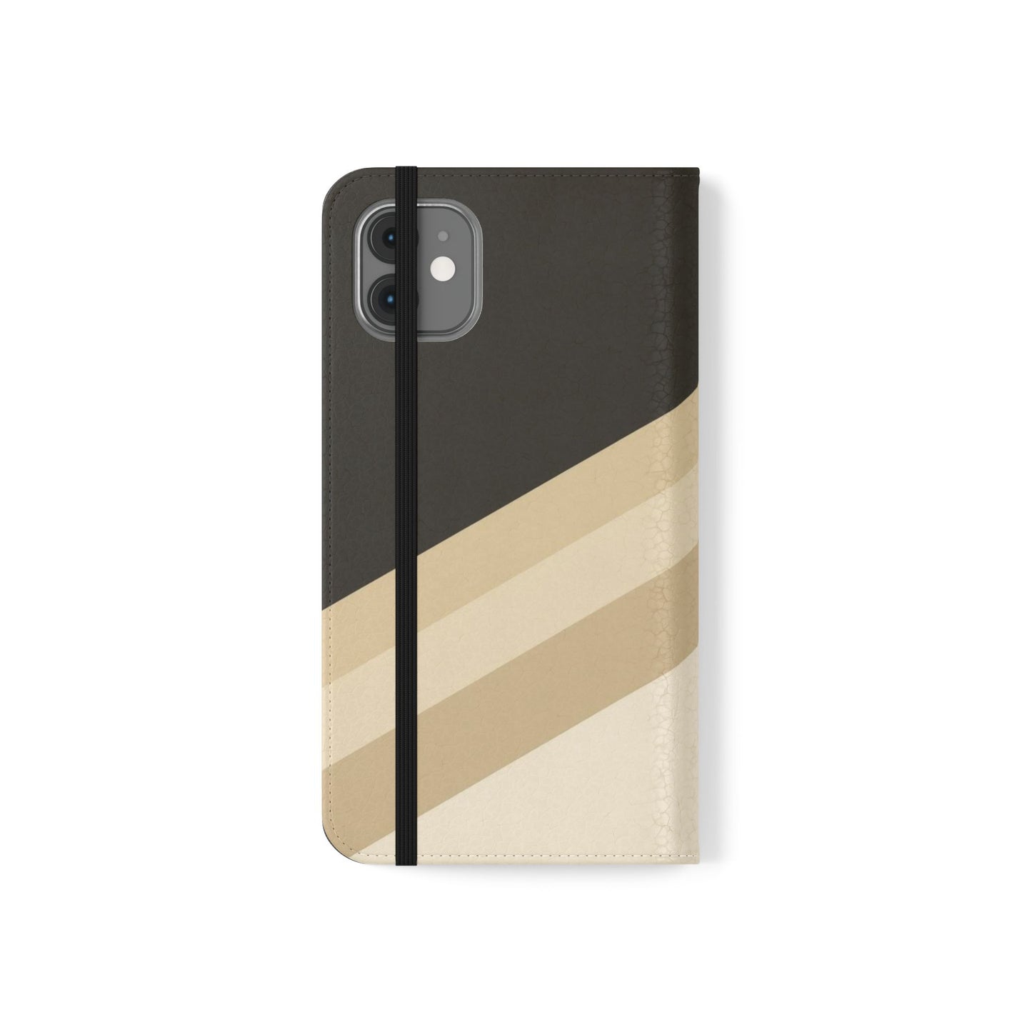 Retro Neutral Stripe Flip Phone Case — Wallet Folio with Card Slots