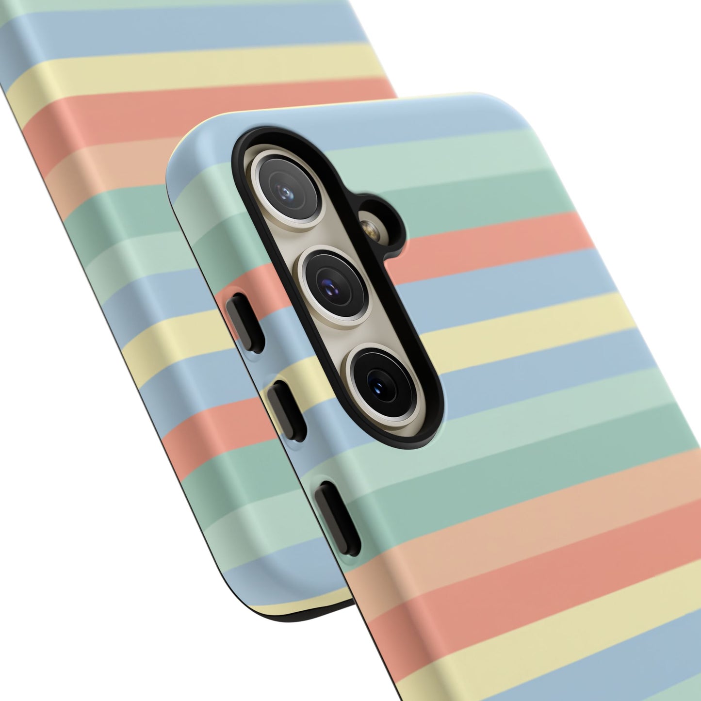 Pastel Striped Phone Case — Retro Horizontal Multi-Color Tough Case