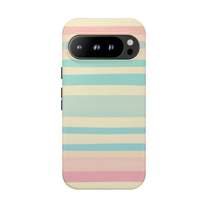 Pastel Striped Tough Phone Case – Protective Retro Rainbow Design