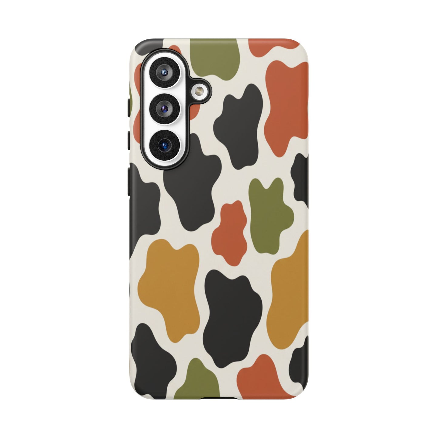 Camouflage Pattern Tough Phone Case – Retro Olive, Rust & Mustard Protective Cover