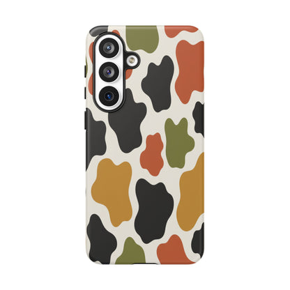 Camouflage Pattern Tough Phone Case – Retro Olive, Rust & Mustard Protective Cover