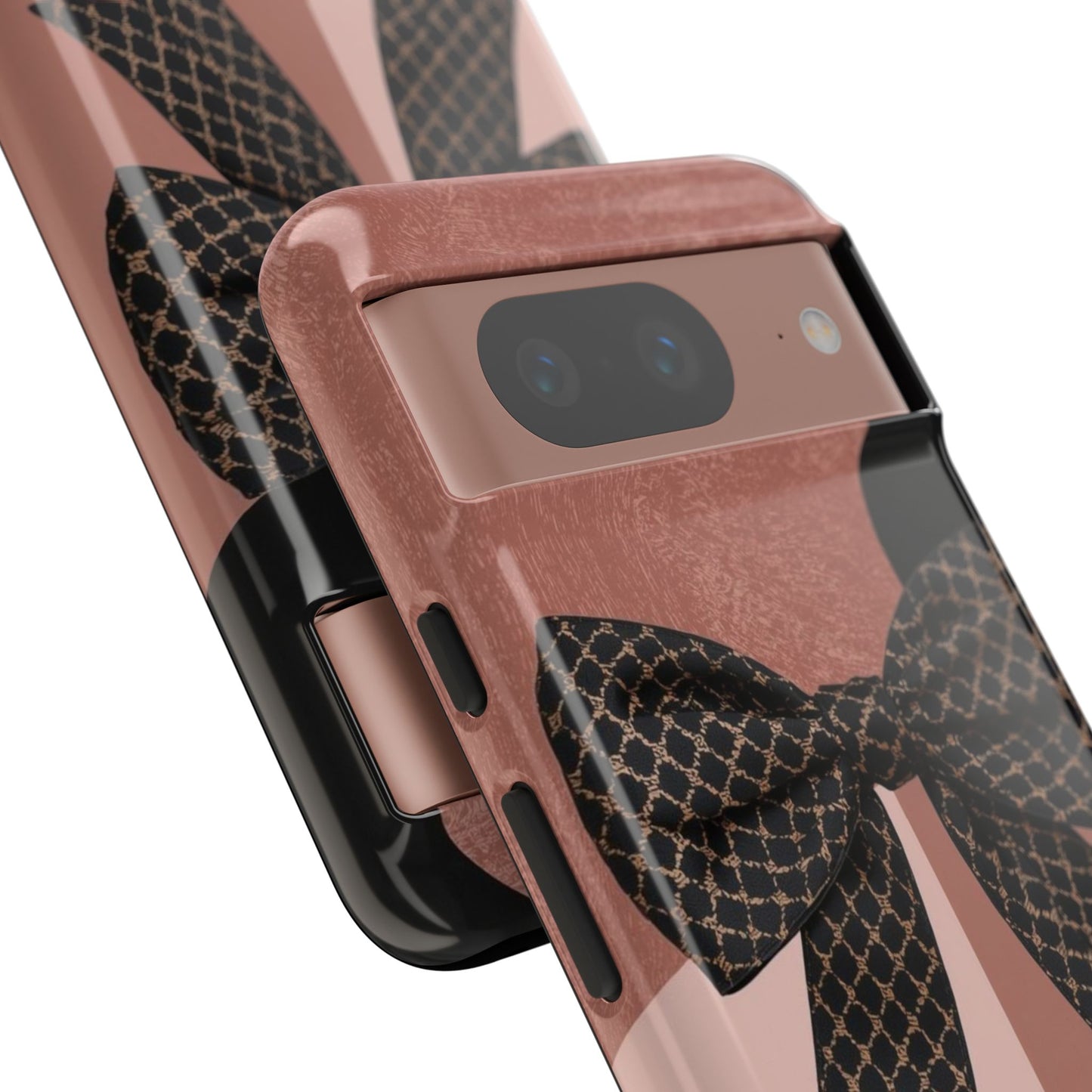 Bow Stripe Tough Phone Case – Pink Mauve Protective Cover