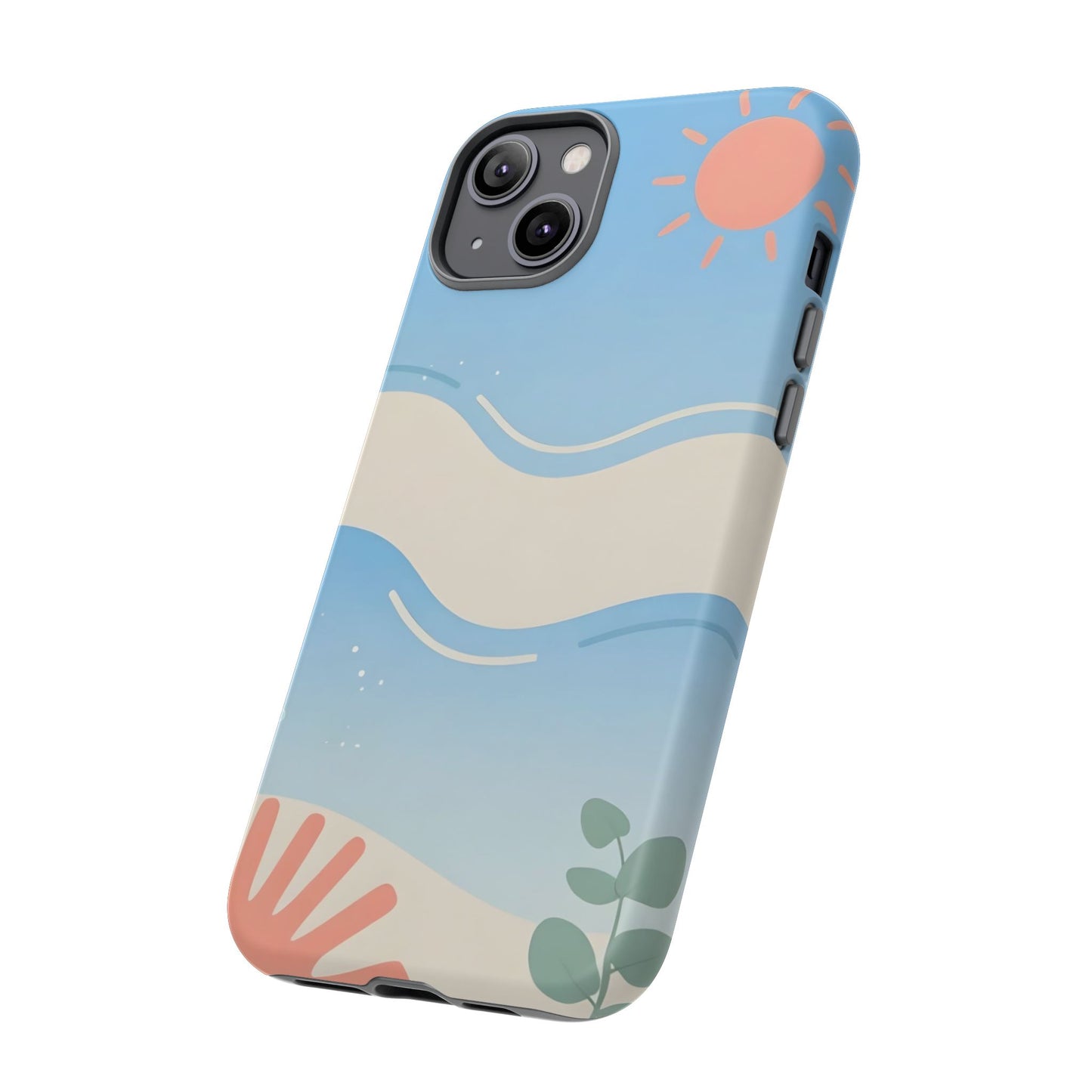 Beach Waves Tough Phone Case — Summer Sun & Seashell Protective Cover