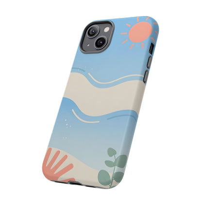 Beach Waves Tough Phone Case — Summer Sun & Seashell Protective Cover