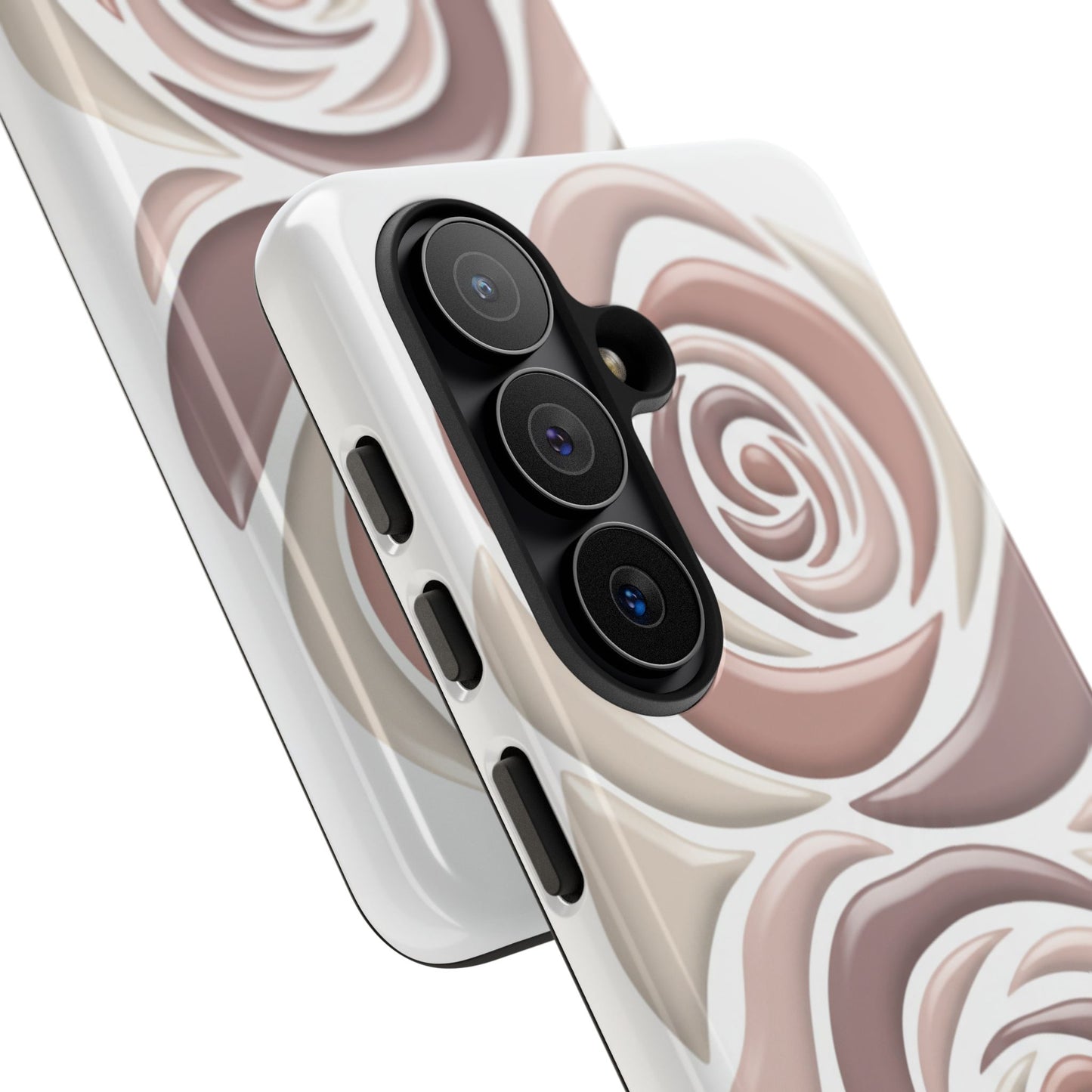Floral Rose Tough Phone Case — Neutral Blush Protective Cover