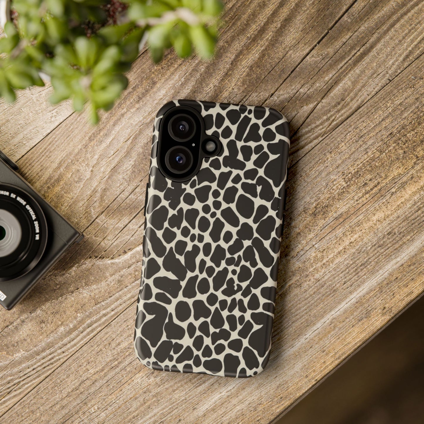 Black and White Cowhide Phone Case — Protective Tough Case