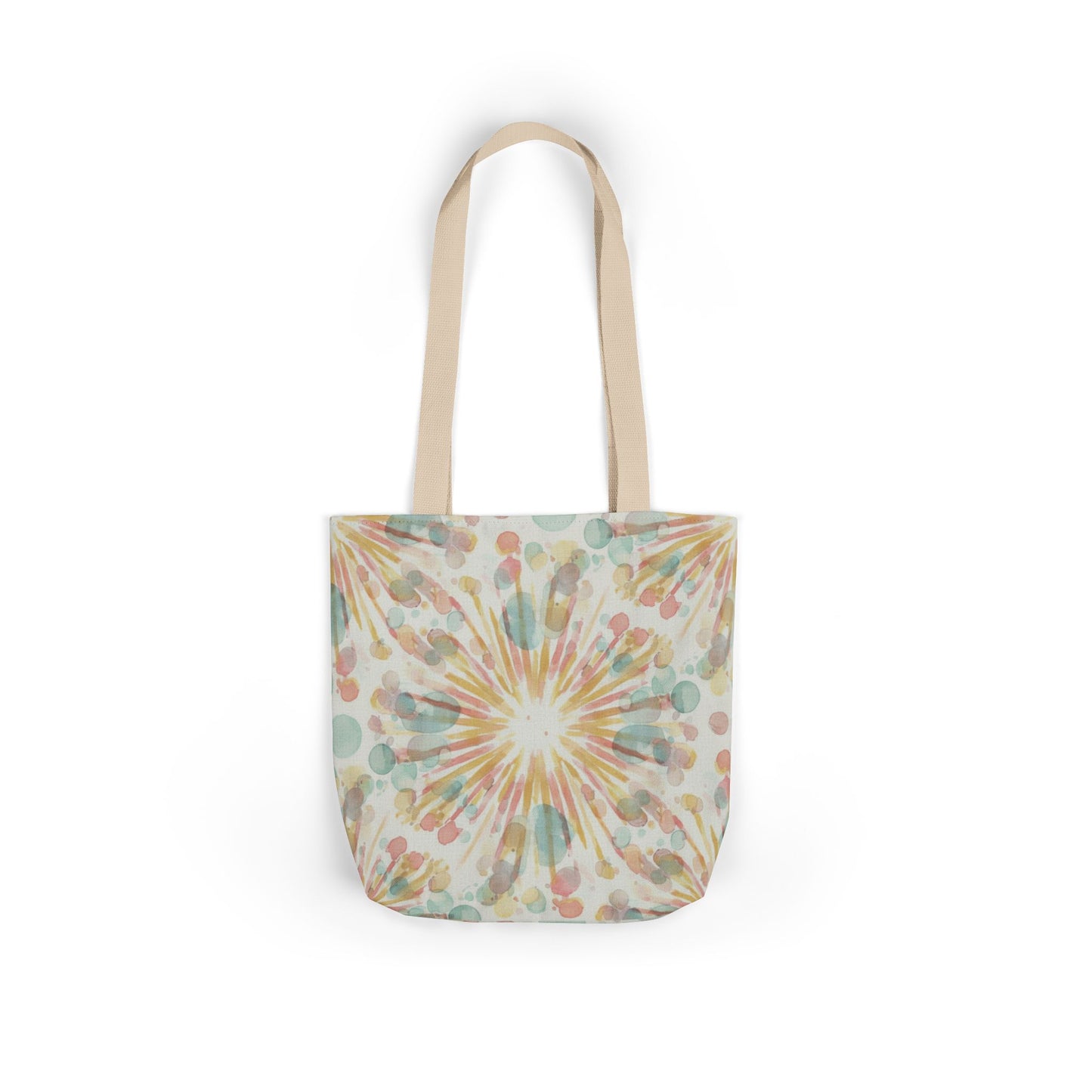 Boho Sunburst Canvas Tote Bag — Pastel Tie-Dye Beach & Market Bag