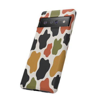Camouflage Pattern Tough Phone Case – Retro Olive, Rust & Mustard Protective Cover