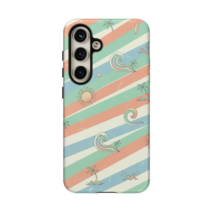 Surf Stripe Tough Phone Case — Retro Beach Waves Pattern