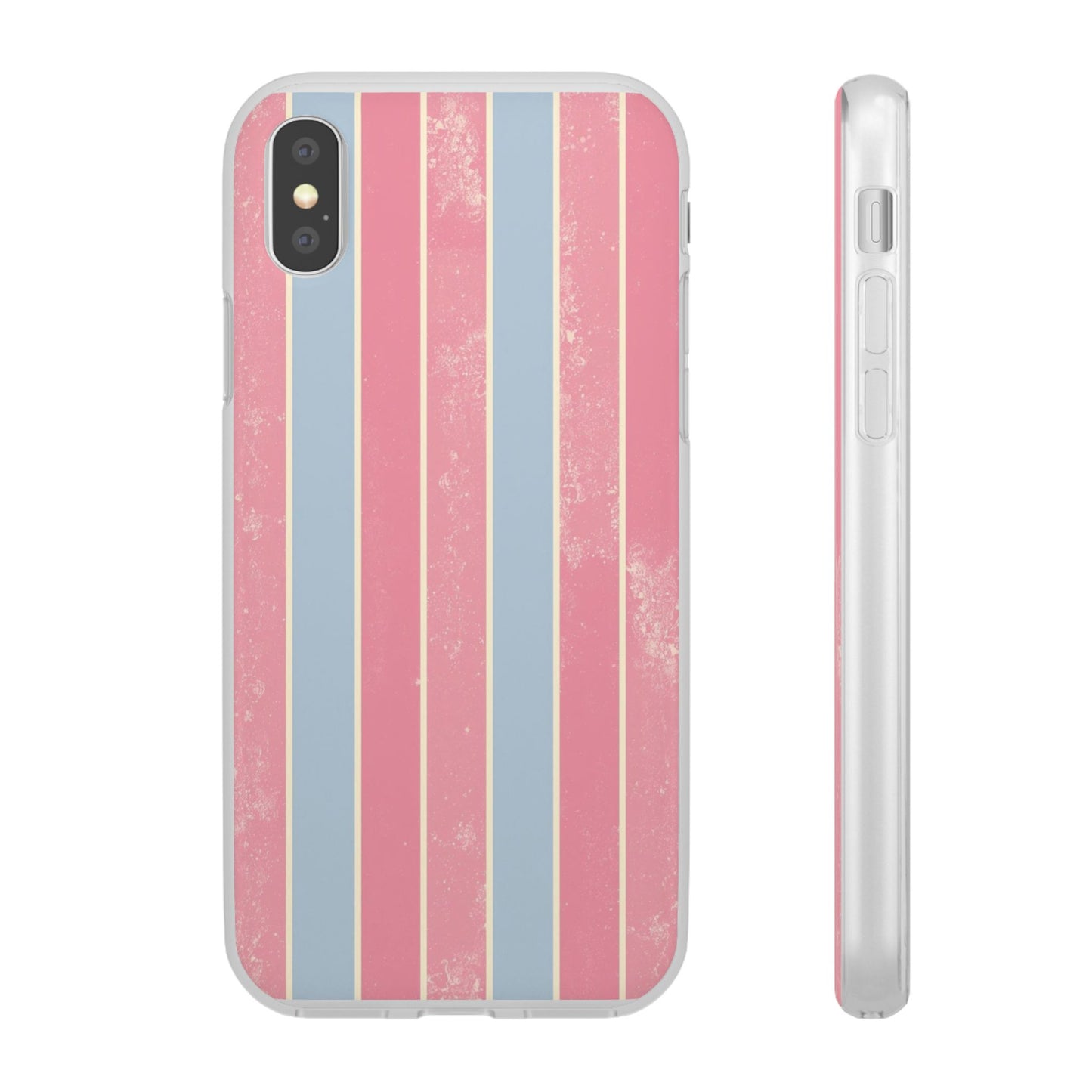 Striped Pink & Blue Phone Case — Retro Pastel Flexi Case
