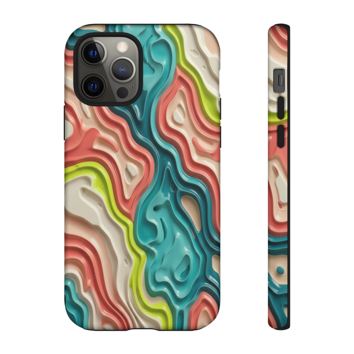 Abstract Contour Phone Case — Colorful Topographic Pattern Tough Case