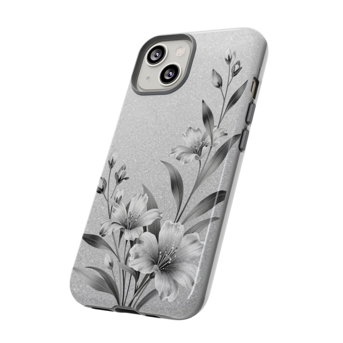 Floral Monochrome Phone Case — Elegant Black & White Lily Design
